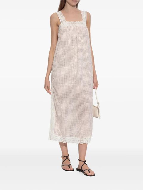 Posse Marlowe polka-dot lace-trim midi dress - Neutrals - zdjęcie produktu nr 2