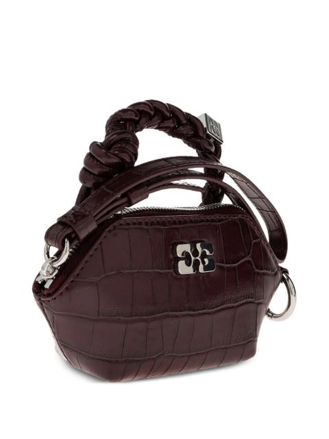 GANNI logo-plaque mini bag - Red