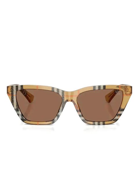 Burberry Eyewear tartan-pattern geometric-frame sunglasses - Neutrals - zdjęcie produktu nr 1
