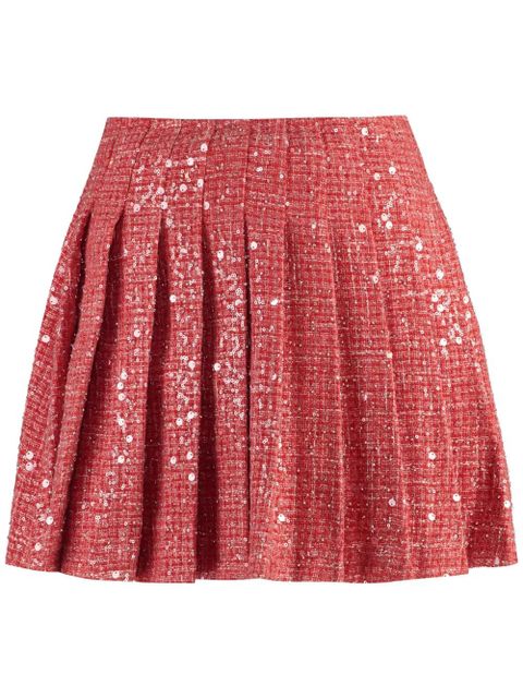 Self-Portrait sequin-embellished mini skirt - Red - zdjęcie produktu nr 1