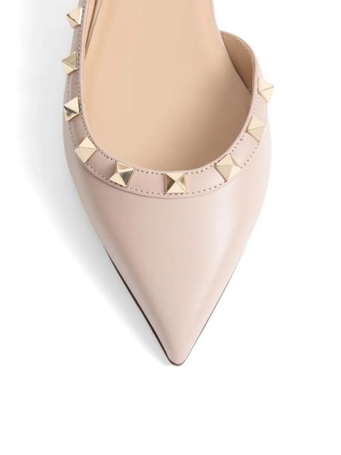 Valentino Garavani Rockstud calfskin flat pumps - Neutrals