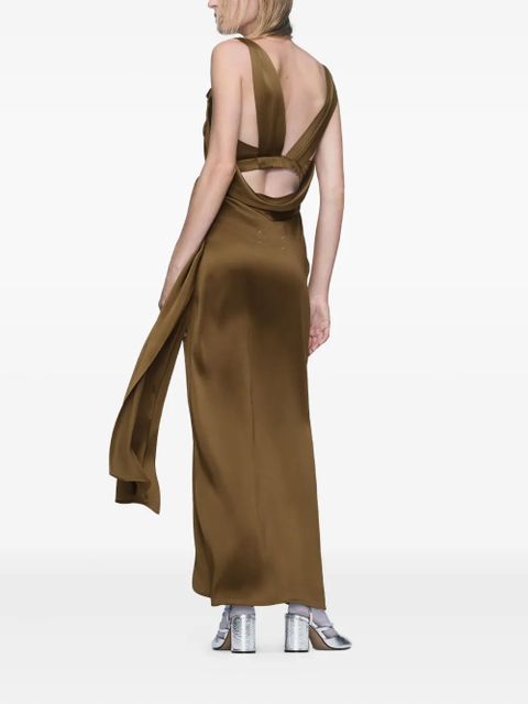 Maison Margiela draped-detail asymmetric gown - Brown