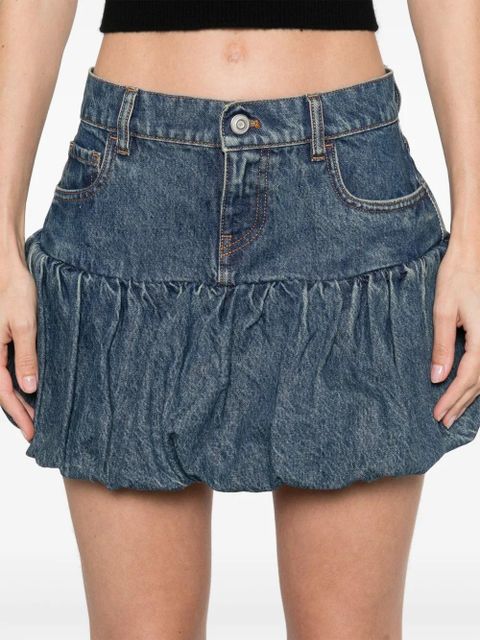Coperni gathered-hem denim mini skirt - Blue