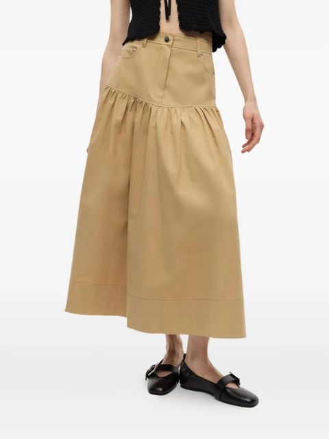 GANNI logo-patch skirt - Neutrals