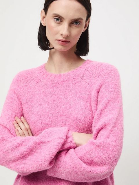 Medicine sweter z wełną alpaki kolor różowy
