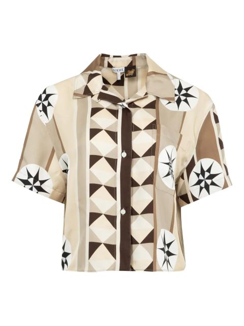 LOEWE geometric-print short-sleeve shirt - Brown - zdjęcie produktu nr 1