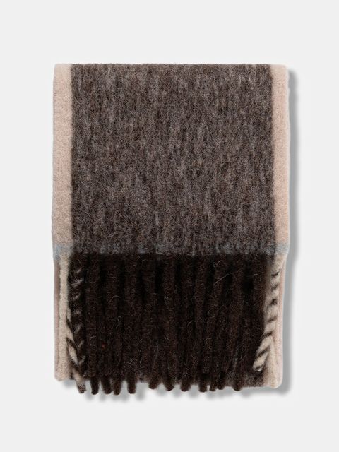 Liviana Conti szalik z dodatkiem wełny damski kolor brązowy wzorzysty A5WF56 - zdjęcie produktu nr 2