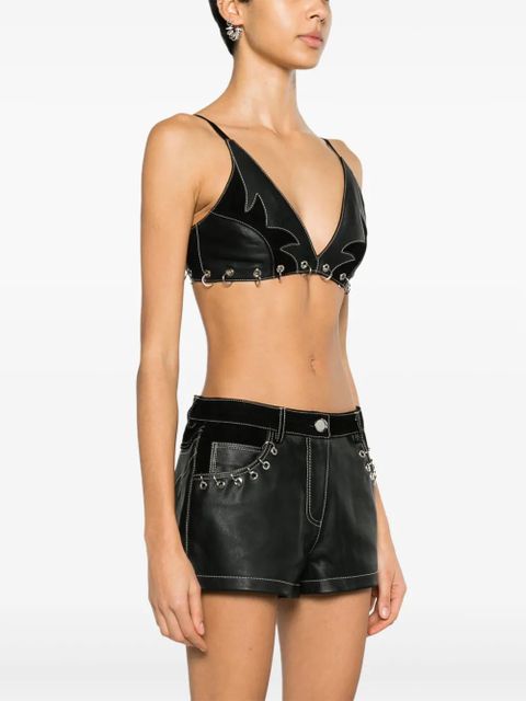 PINKO rings-detailed leather bralette top - Black - zdjęcie produktu nr 2