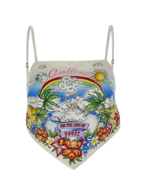 Casablanca floral-print silk top - White - zdjęcie produktu nr 1