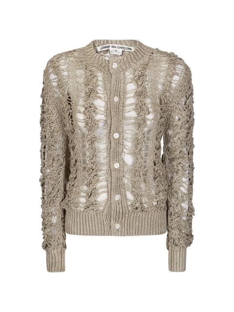 Comme Des Garçons open-knit button-up sweater - Neutrals - zdjęcie produktu nr 1