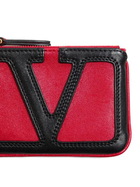 Valentino Garavani logo-detail leather card holder - Red