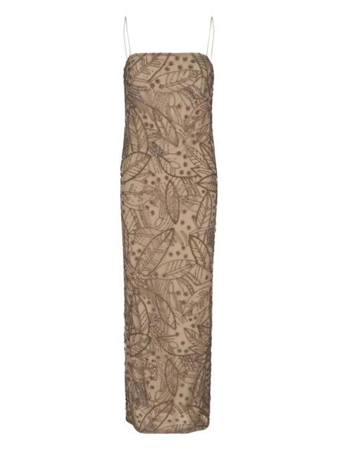 Lauren Ralph Lauren leaf-pattern beaded dress - Brown - zdjęcie produktu nr 1