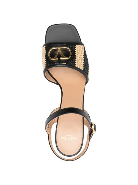Valentino Garavani VLogo raffia sandals - Black