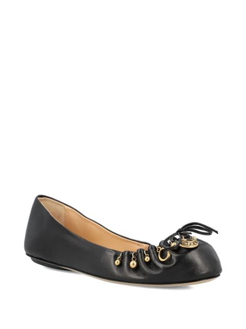Chloé embellished ruffled ballet flats - Black