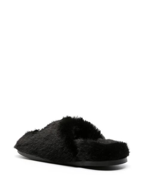 Simone Rocha embellished faux-fur slippers - Black