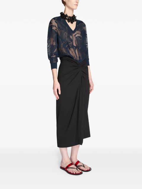 DRIES VAN NOTEN knotted jersey midi skirt - Black