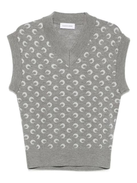 Marine Serre moon-jacquard V-neck vest - Grey - zdjęcie produktu nr 1