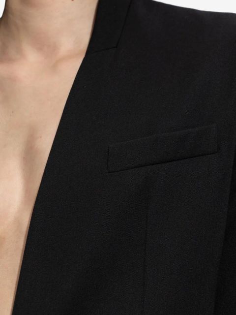 The Attico padded-shoulder wool blazer - Black