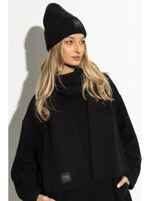 UGG logo-patch ribbed beanie - Black - zdjęcie produktu nr 2