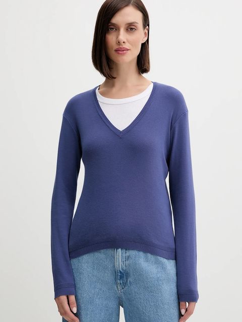 United Colors of Benetton sweter bawełniany kolor granatowy lekki 1091D4625 - zdjęcie produktu nr 1