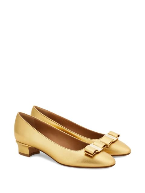 Ferragamo 30mm Vara bow-detail pumps - Gold - zdjęcie produktu nr 2