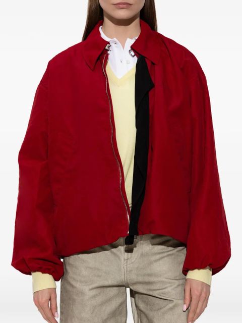 LOEWE draped-detail embroidered-logo zip-up jacket