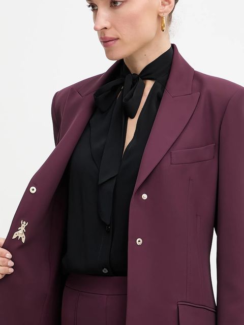 Patrizia Pepe marynarka kolor bordowy jednorzędowa gładka 8S0549 A454