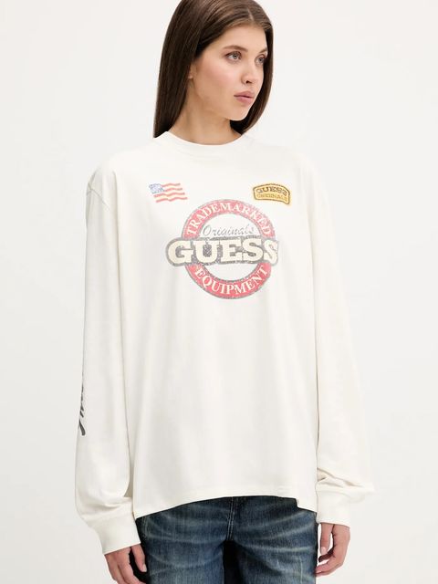 Guess Originals longsleeve bawełniany kolor beżowy M5YI56 K8FQ4 - zdjęcie produktu nr 1