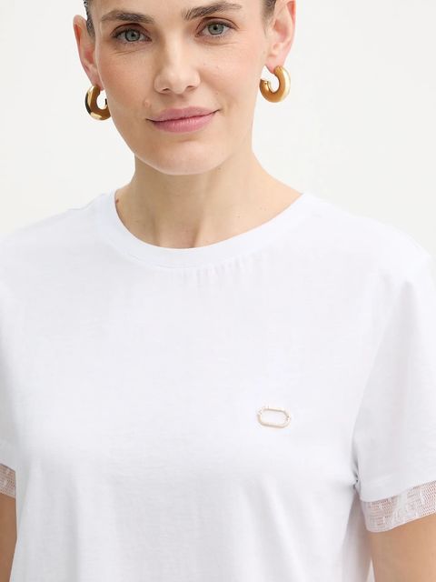 Twinset t-shirt bawełniany damski kolor biały 252TT231A