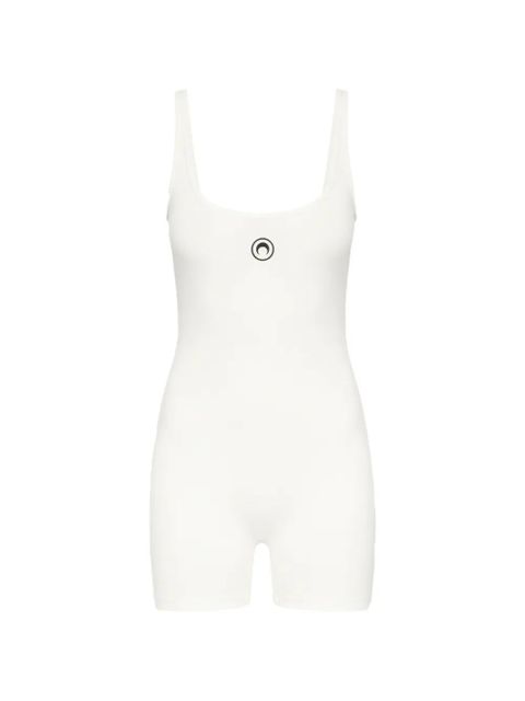 Marine Serre logo ribbed jersey catsuit - White - zdjęcie produktu nr 2