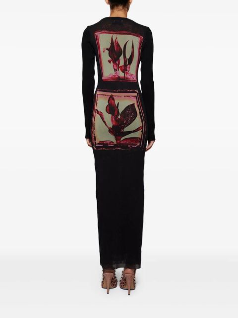 Jean Paul Gaultier Flowers Cadres maxi dress - Black