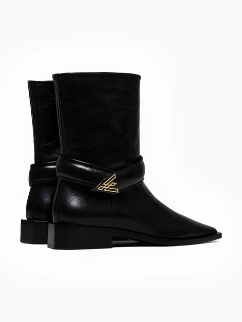 Vanda Novak botki skórzane ZOEY DEEP BLACK damskie kolor czarny na płaskim obcasie