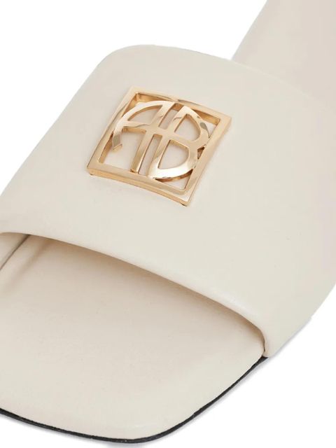 ANINE BING square-toe logo leather sandals - Neutrals