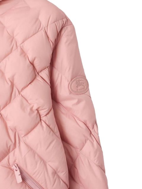 Burberry check-stitch hooded puffer jacket - Pink