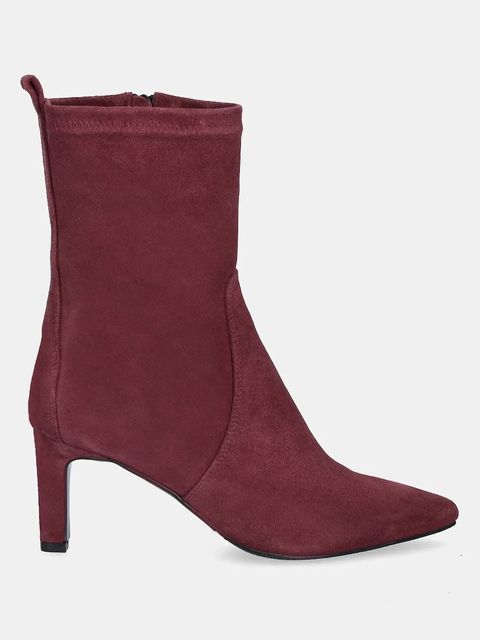 Answear.LAB botki zamszowe kolor bordowy na słupku