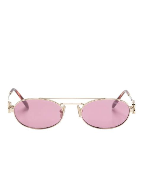 Miu Miu Eyewear logo-lettering oval-frame sunglasses - Pink - zdjęcie produktu nr 1