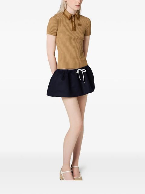 Miu Miu ribbed polo shirt - Neutrals