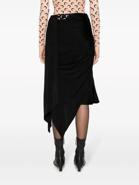 Marine Serre draped midi asymmetric skirt - Black