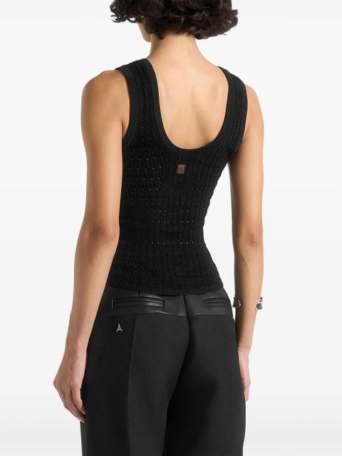 Manière De Voir Nora knot-button pointelle knitted vest - Black