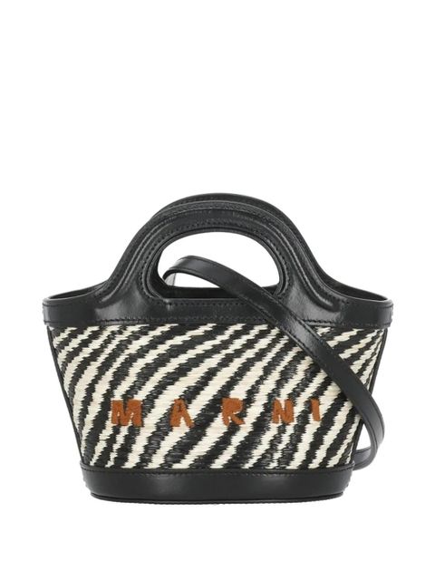 Marni micro wavy raffia-effect tote bag - Black - zdjęcie produktu nr 1