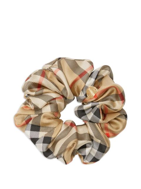 Burberry Check-print silk scrunchie - Neutrals - zdjęcie produktu nr 1