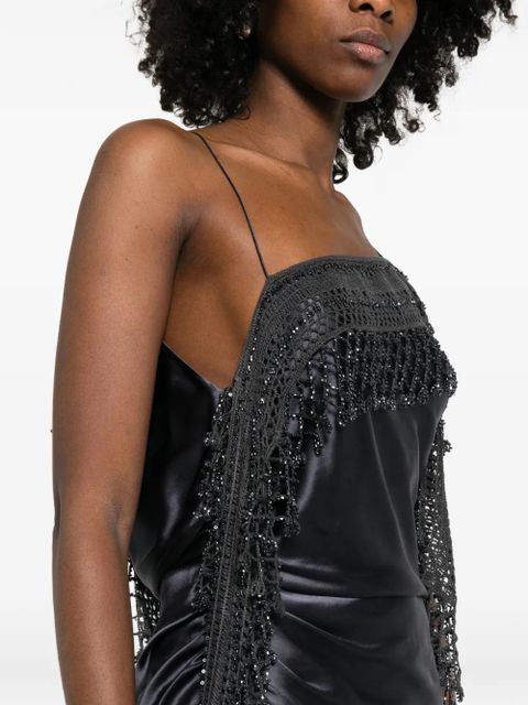 Christopher Esber droplet bead crochet cami dress - Grey