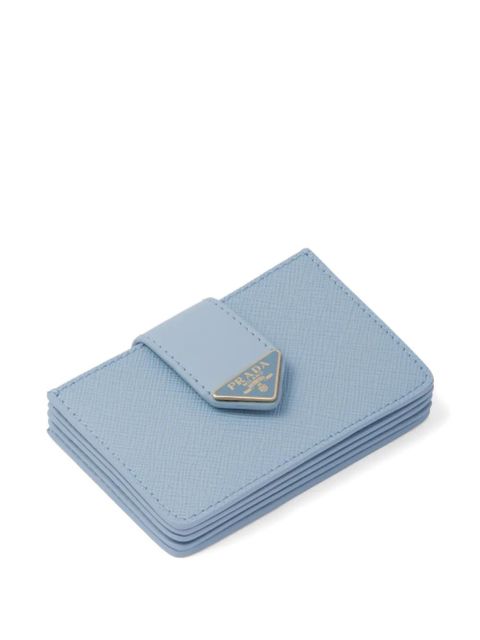 Prada Saffiano and smooth leather card holder - Blue