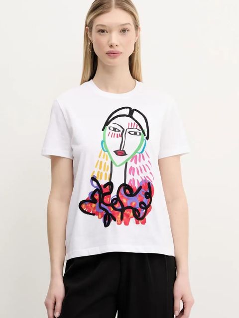 Desigual t-shirt bawełniany MISURI damski kolor biały 25SWTKA9 - zdjęcie produktu nr 1