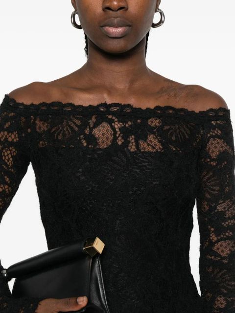 MANURÍ lace-embellished boat-neck maxi dress - Black