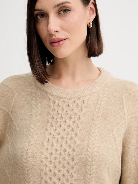 Twinset sweter z domieszką wełny damski kolor beżowy lekki 252AP3043 - zdjęcie produktu nr 2