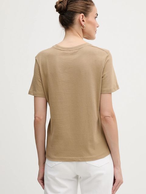 Tommy Hilfiger t-shirt bawełniany damski kolor beżowy WW0WW40276