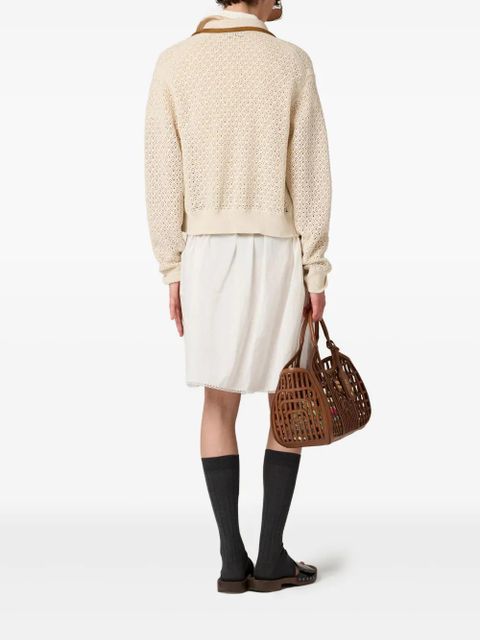 Miu Miu crochet workmanship cardigan - Neutrals