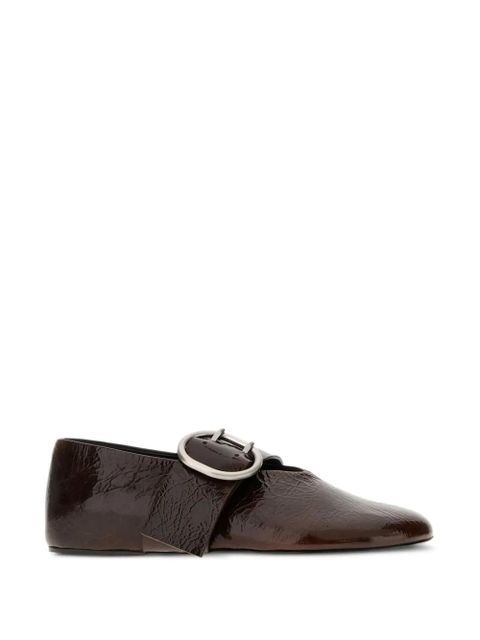Jil Sander buckle-detail leather ballerina flats - Brown