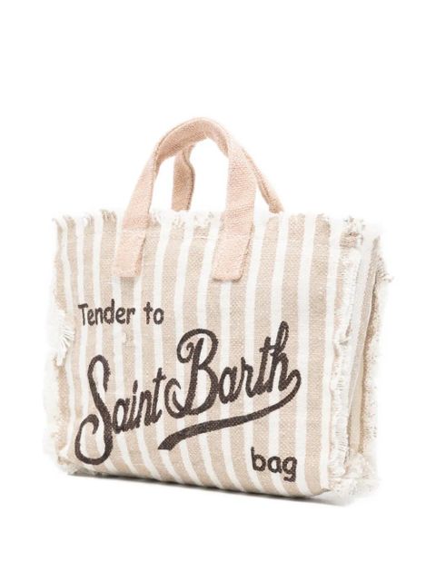 MC2 Saint Barth striped frayed-edge phone bag - Neutrals